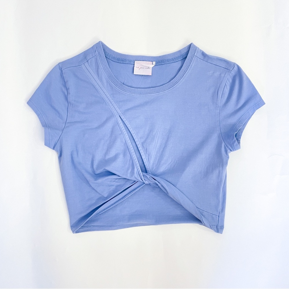 Blue Cut Out Cropped Tee